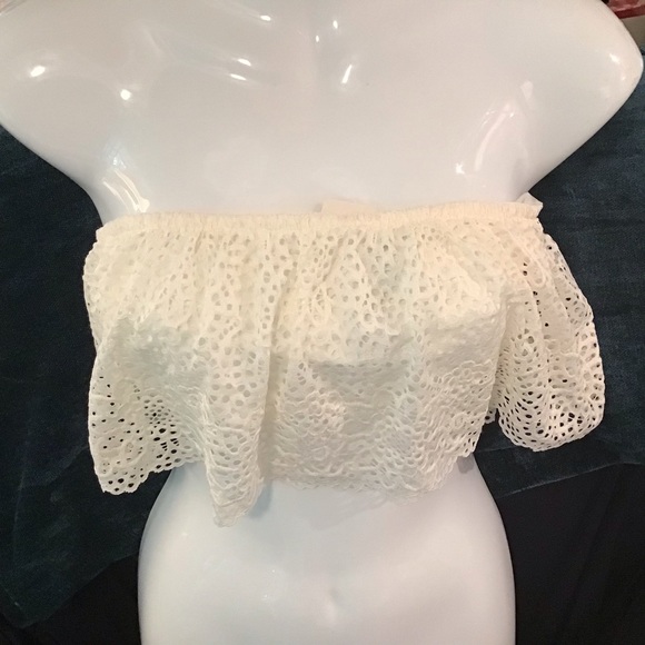 Tube Top Large Cream Eyelet Stretch NWT - Picture 1 of 4
